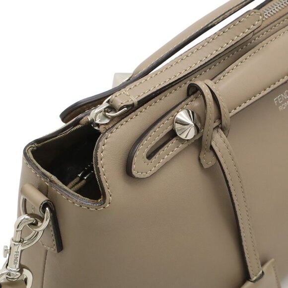 Fendi by the Way 2-Way Shoulder Bag Leather Grey Silver Greige - Picture 5 of 9